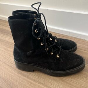 Stuart Weitzman Black Suede Combat Boots